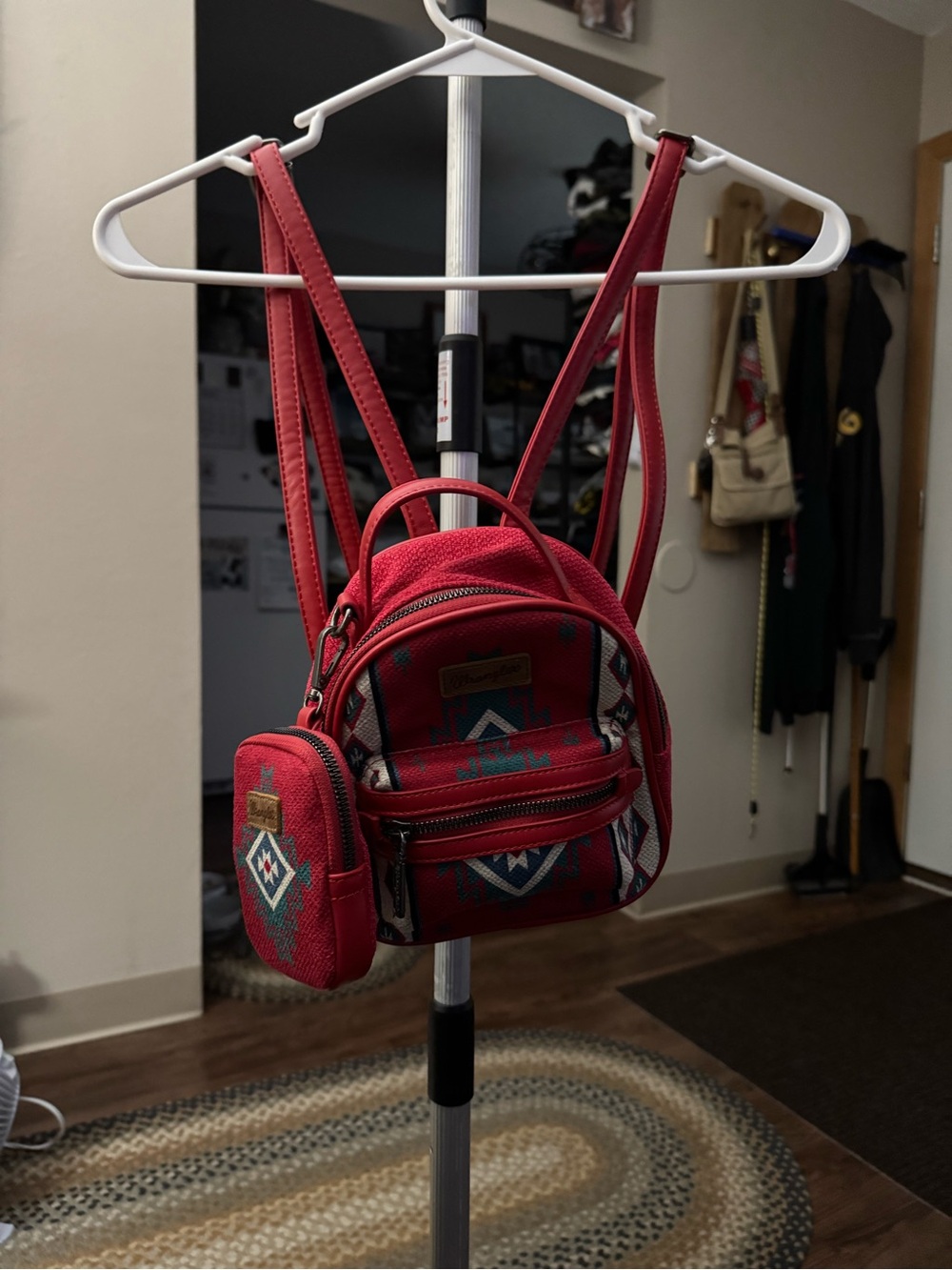 Wrangler Red Mini Backpack with Aztec Pattern